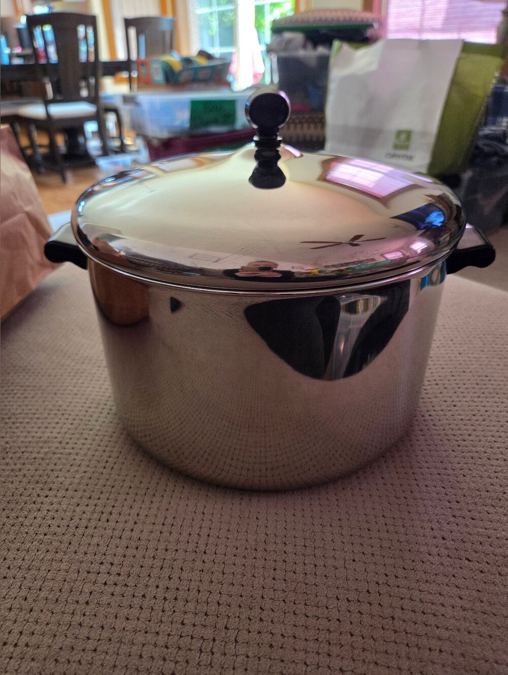 Vtg Farberware 8 Qt Stock Pot & Lid Aluminum Clad  Stainless Steel USA Preowne